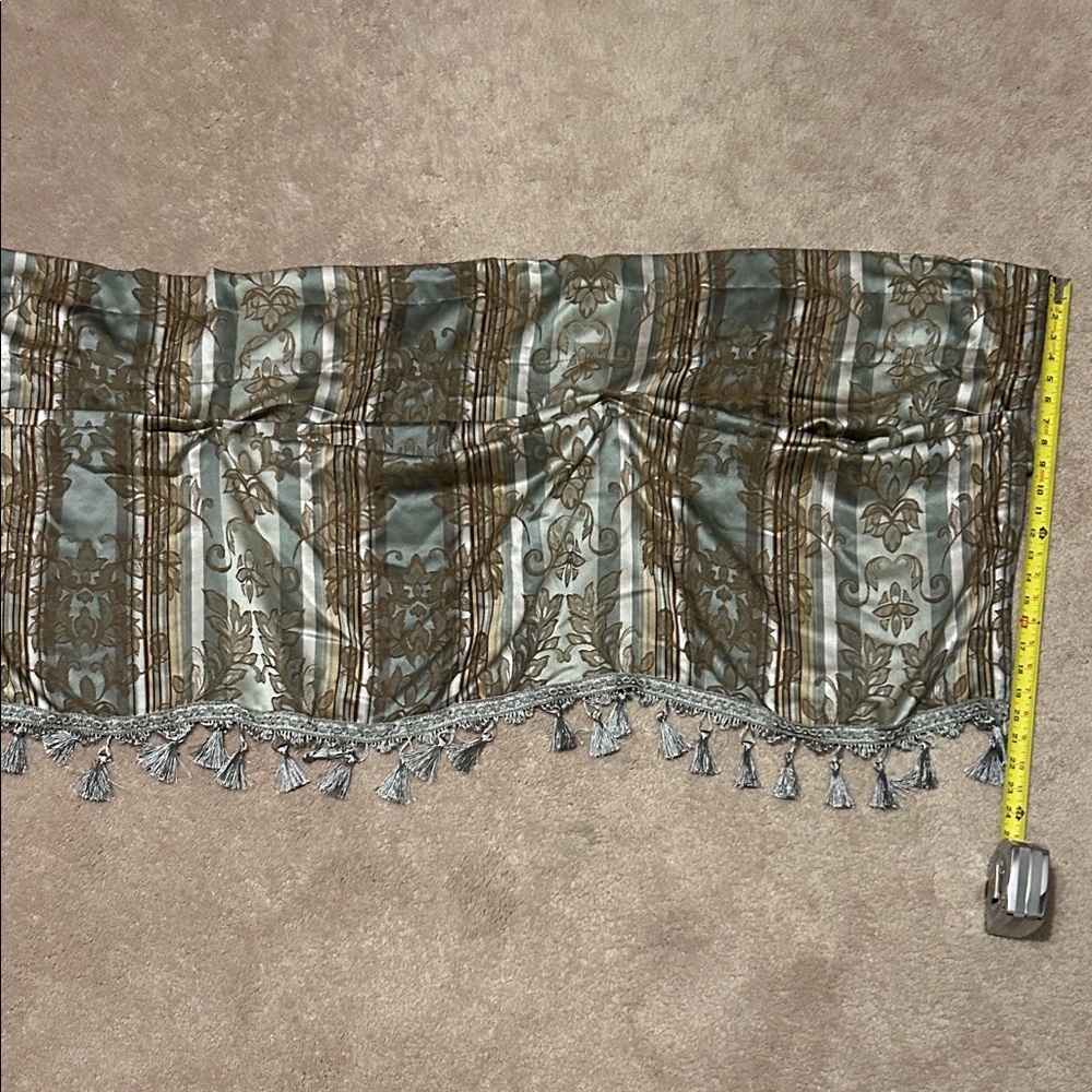 Elegant Blue & Cream Valance with Tassels Whole Home